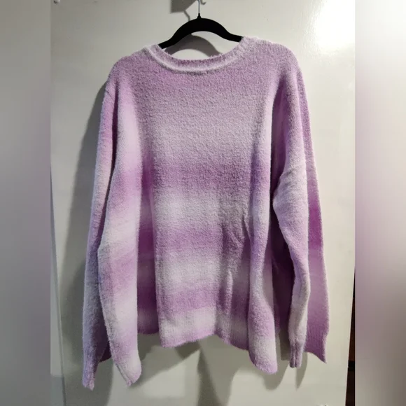 Eyelash Yarn Sweater- Anybody - Ombre Amethyst- Size 2X - Picture 2 of 5